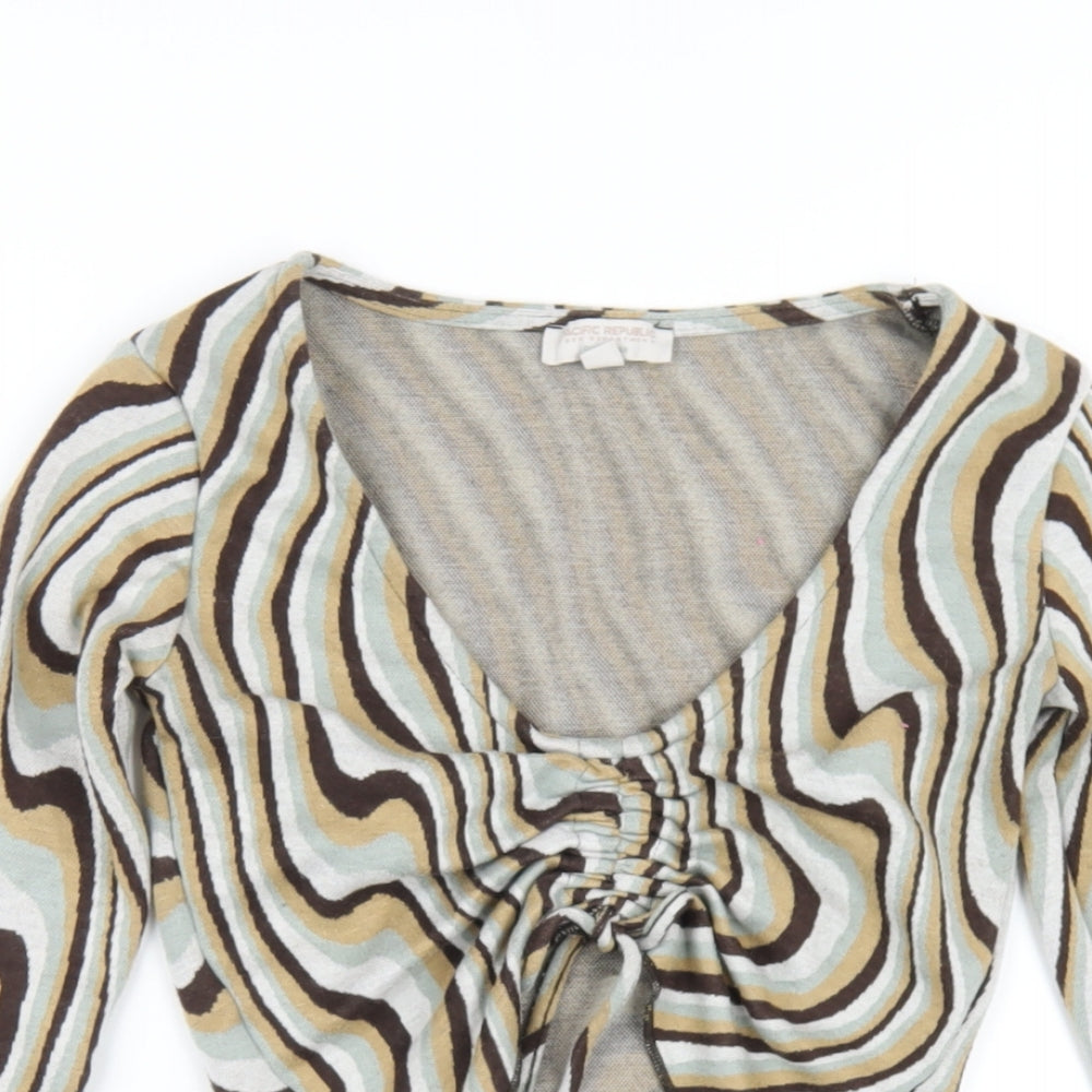 Womens UK Size XS Pacific Republic Multicoloured Cropped T-Shirt