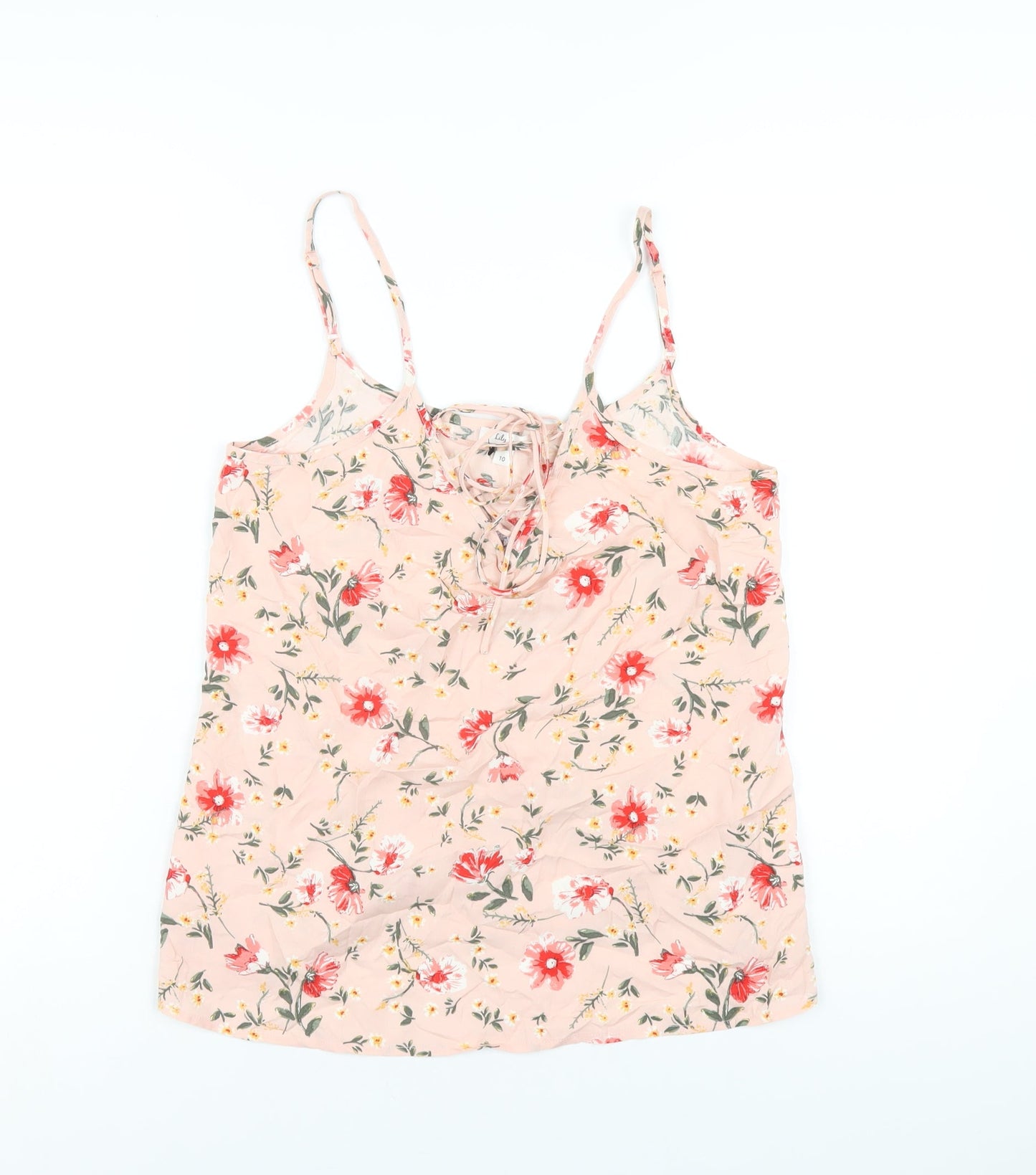 Lily Loves Womens Pink Floral Viscose Camisole T-Shirt Size 10 V-Neck