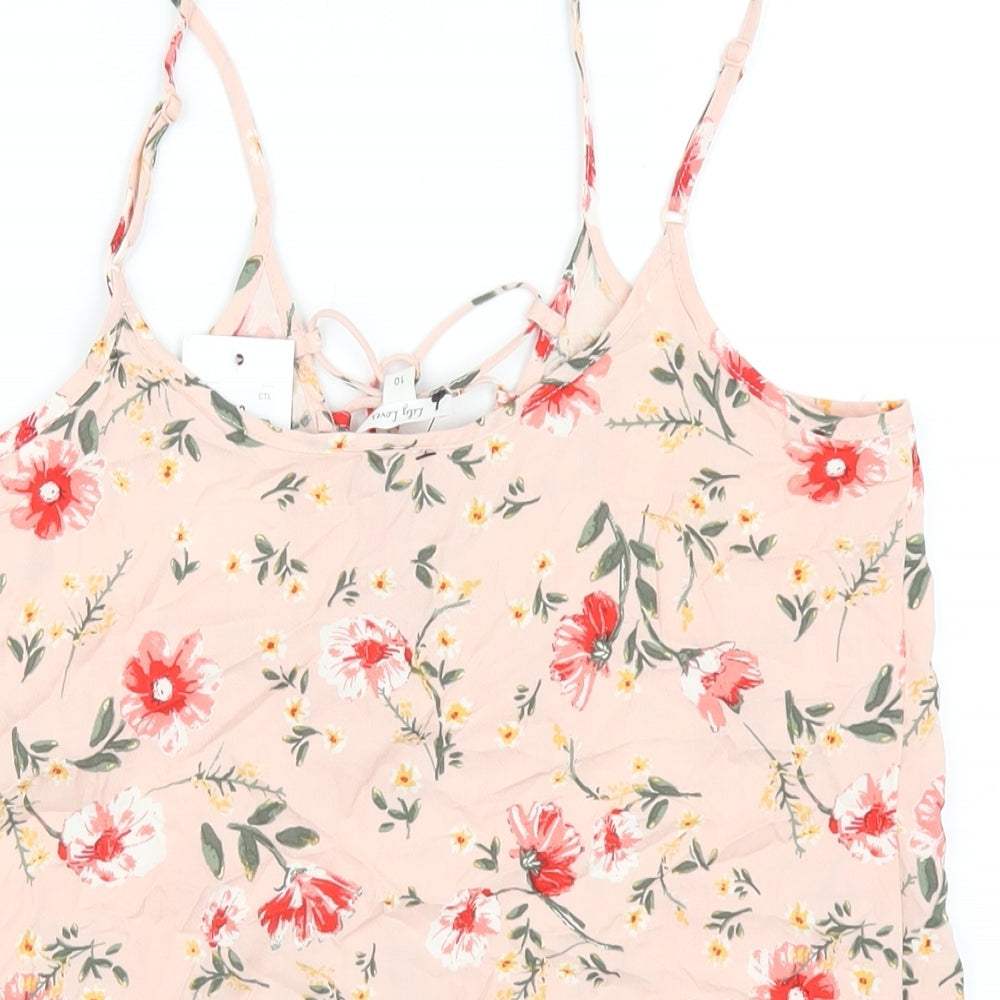 Lily Loves Womens Pink Floral Viscose Camisole T-Shirt Size 10 V-Neck