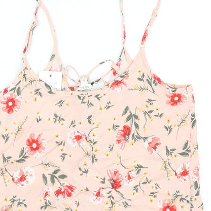 Lily Loves Womens Pink Floral Viscose Camisole T-Shirt Size 10 V-Neck