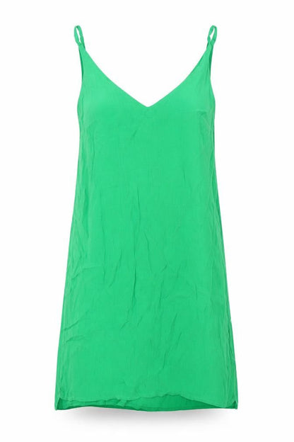 Topshop Womens Green Polyester Tank Dress Size 6 V-Neck Pullover