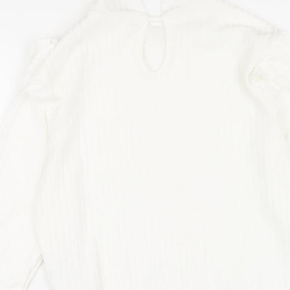 Boohoo Womens White Polyester Bodysuit One-Piece Size 10 Snap