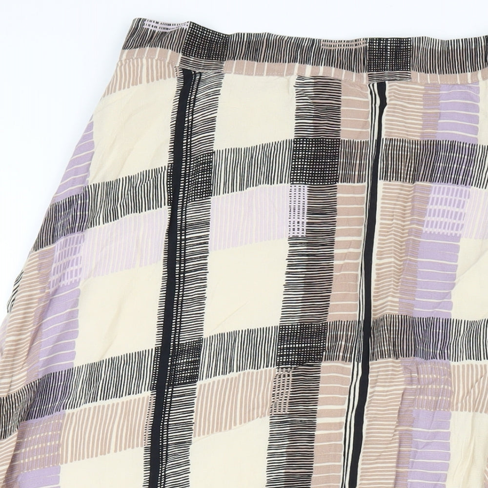 Marks and Spencer Womens Multicoloured Geometric Viscose A-Line Skirt Size 16 Zip