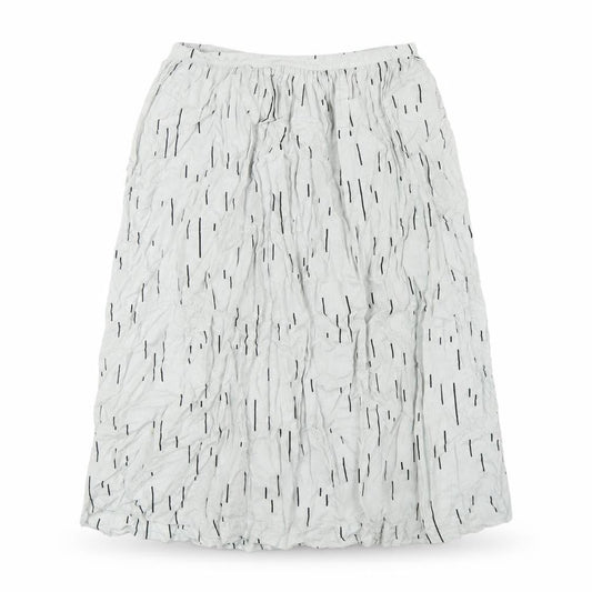Front view of ICHI women’s green geometric modal a-line skirt, size UK 10, zip