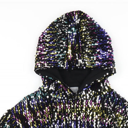 NEXT Girls Multicoloured Polyester Pullover Hoodie Size 7 Years Pullover - Sequin