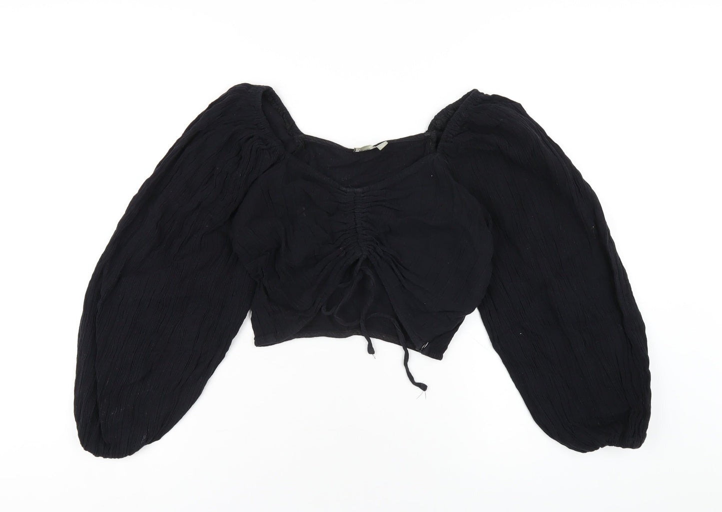 Womens UK Size 2 ASOS Black Cropped T-Shirt
