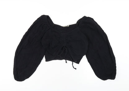 Womens UK Size 2 ASOS Black Cropped T-Shirt