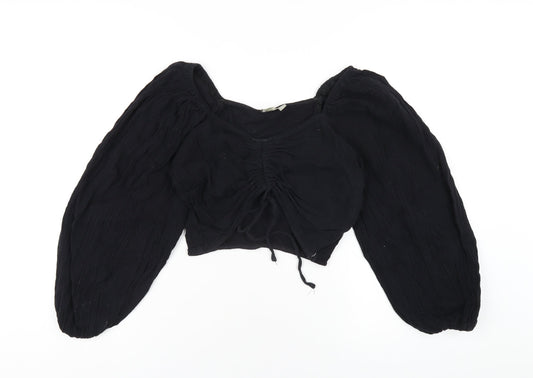 Womens UK Size 2 ASOS Black Cropped T-Shirt
