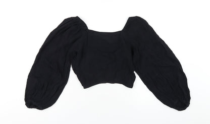 Womens UK Size 2 ASOS Black Cropped T-Shirt