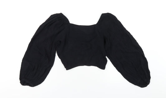 Womens UK Size 2 ASOS Black Cropped T-Shirt