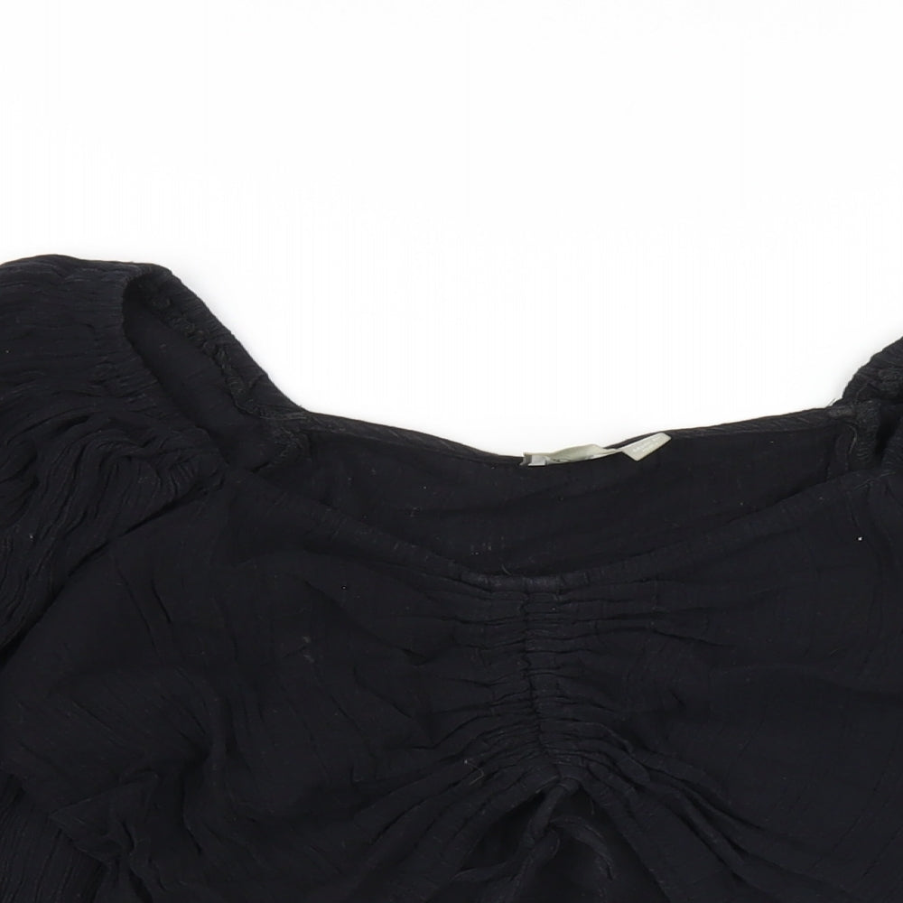 Womens UK Size 2 ASOS Black Cropped T-Shirt