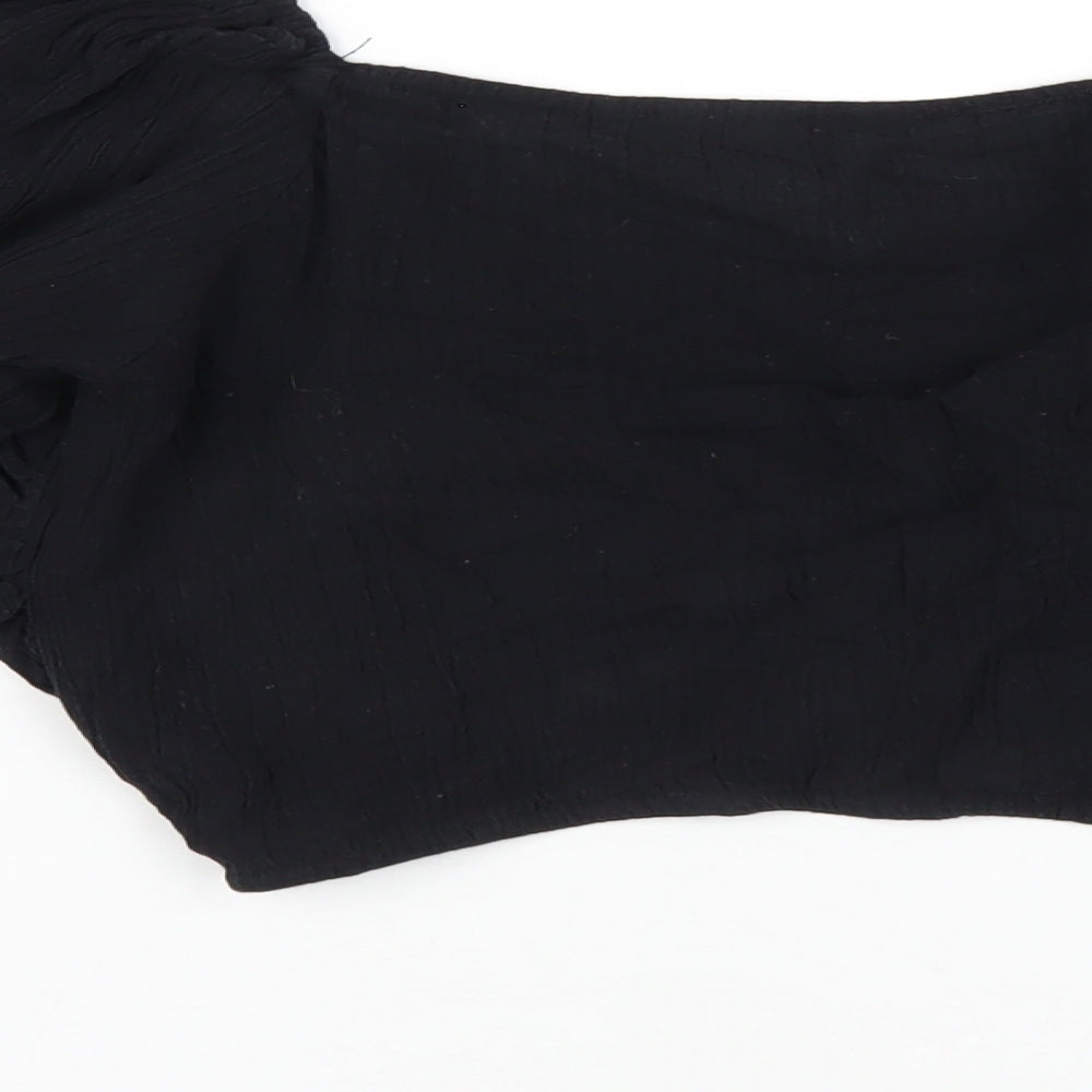 Womens UK Size 2 ASOS Black Cropped T-Shirt