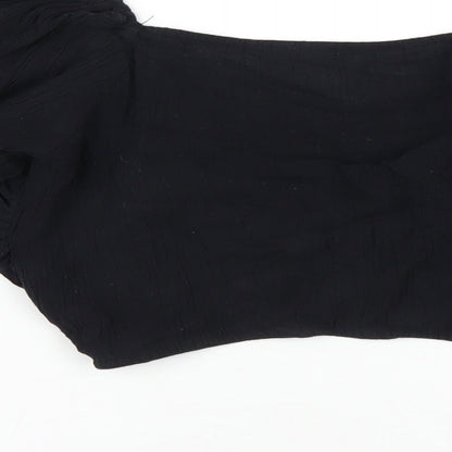 Womens UK Size 2 ASOS Black Cropped T-Shirt