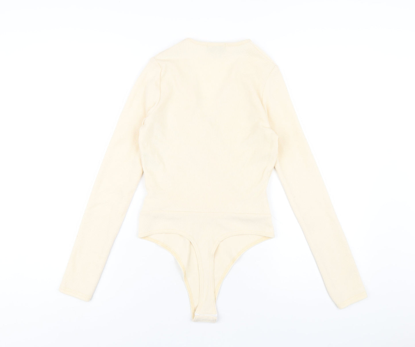 In the Style Womens Ivory Polyester Bodysuit One-Piece Size 8 Snap