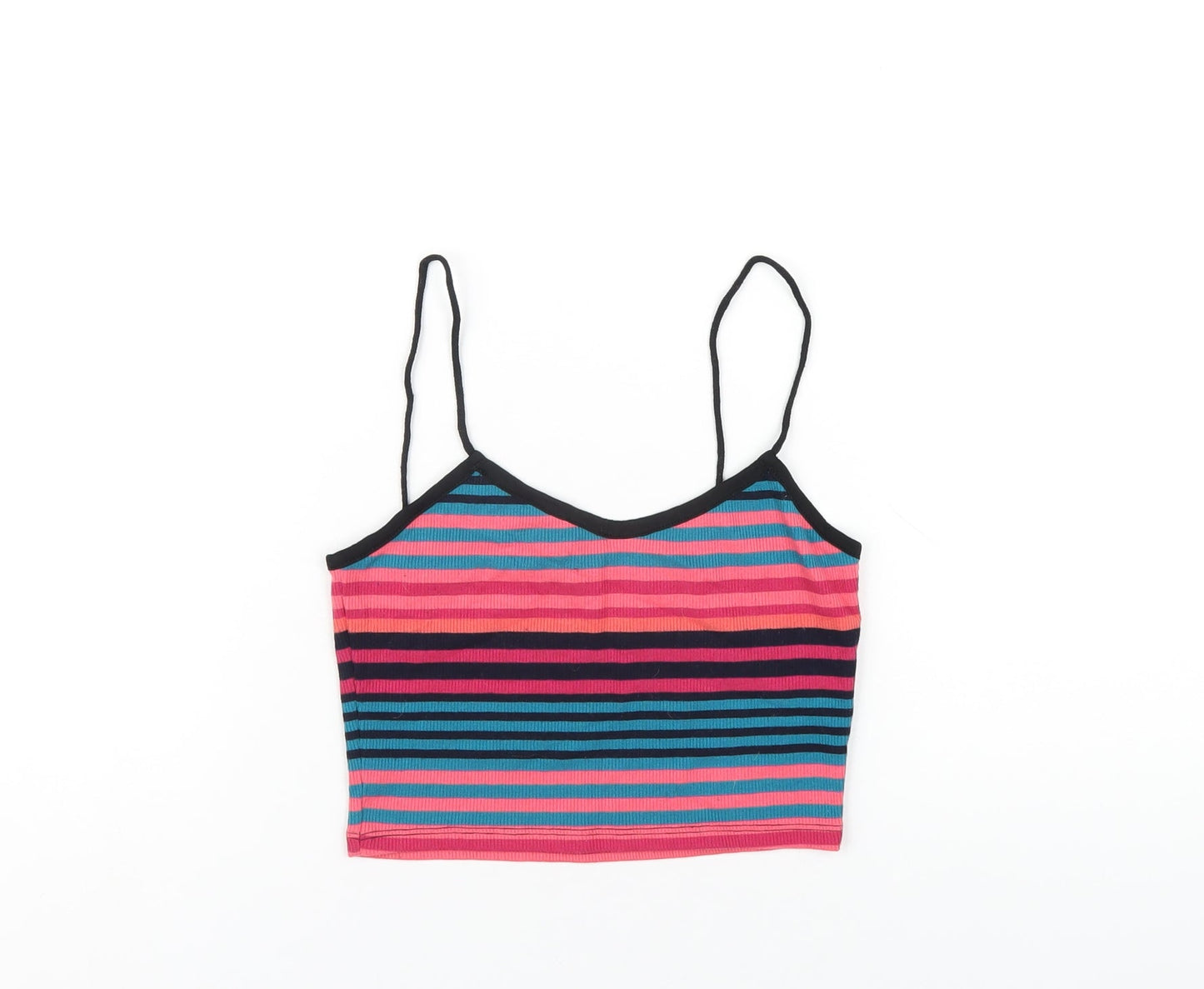 Womens UK Size 8 Topshop Multicoloured Cropped T-Shirt