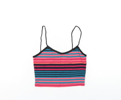Womens UK Size 8 Topshop Multicoloured Cropped T-Shirt