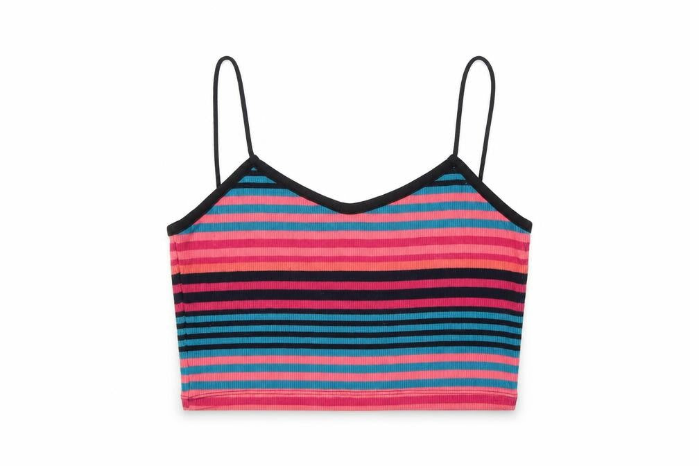 Womens UK Size 8 Topshop Multicoloured Cropped T-Shirt