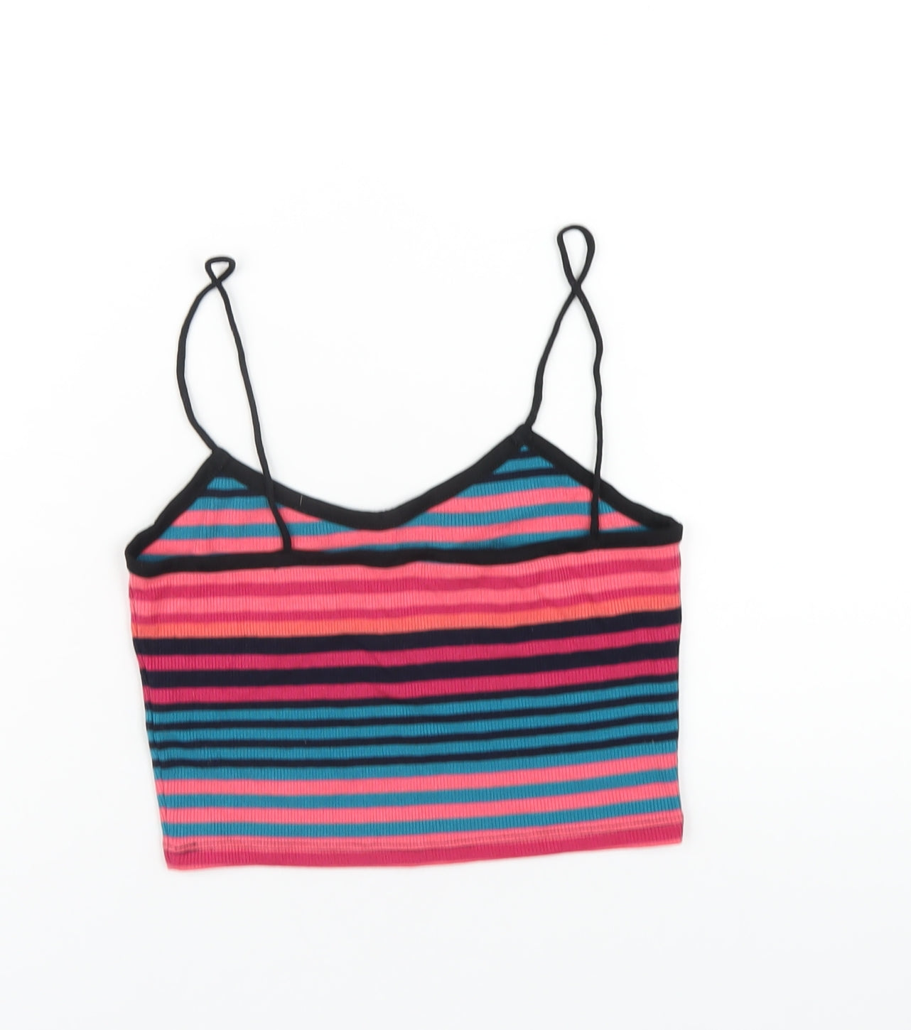 Womens UK Size 8 Topshop Multicoloured Cropped T-Shirt