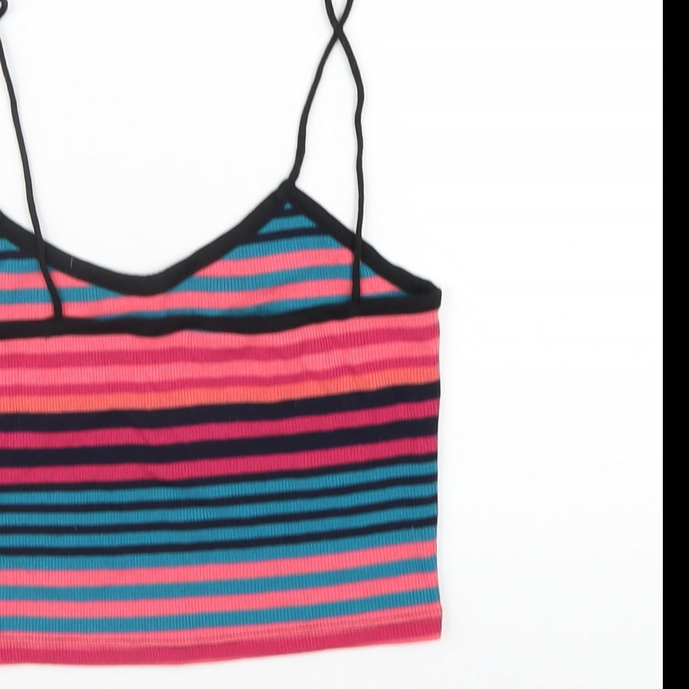 Womens UK Size 8 Topshop Multicoloured Cropped T-Shirt