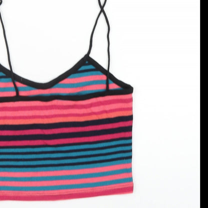 Womens UK Size 8 Topshop Multicoloured Cropped T-Shirt