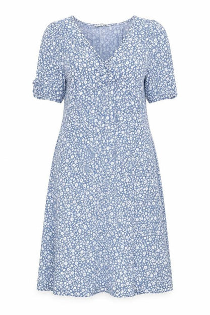NEXT Womens Blue Floral Lyocell A-Line Size 10 V-Neck Zip