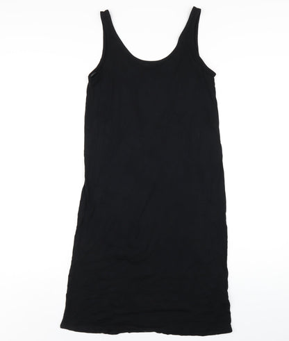 Marks and Spencer Womens Black Viscose Tank Dress Size S Scoop Neck Pullover