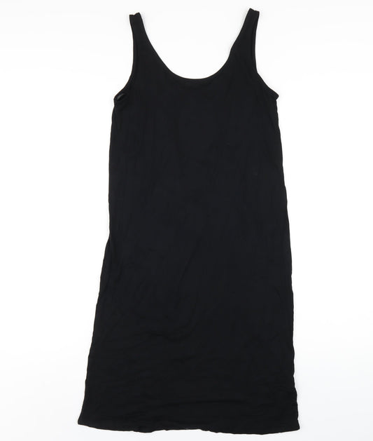 Marks and Spencer Womens Black Viscose Tank Dress Size S Scoop Neck Pullover