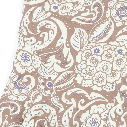 AMARANTO Womens Brown Geometric Linen A-Line Skirt Size 12 Zip