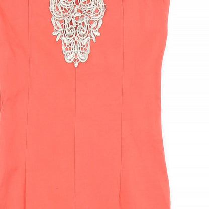 AX Paris Womens Orange Viscose Bodycon Size 12 V-Neck Zip