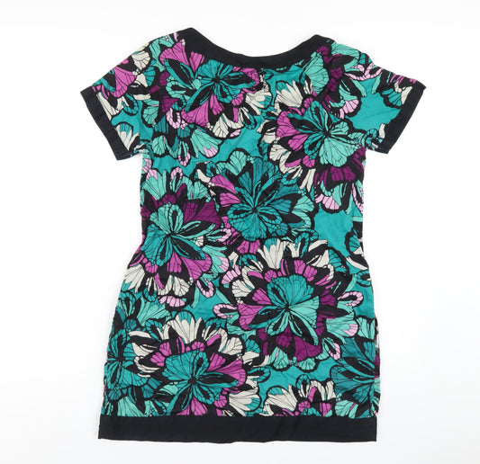 H&M Womens Multicoloured Floral Cotton A-Line Size 10 Scoop Neck Pullover