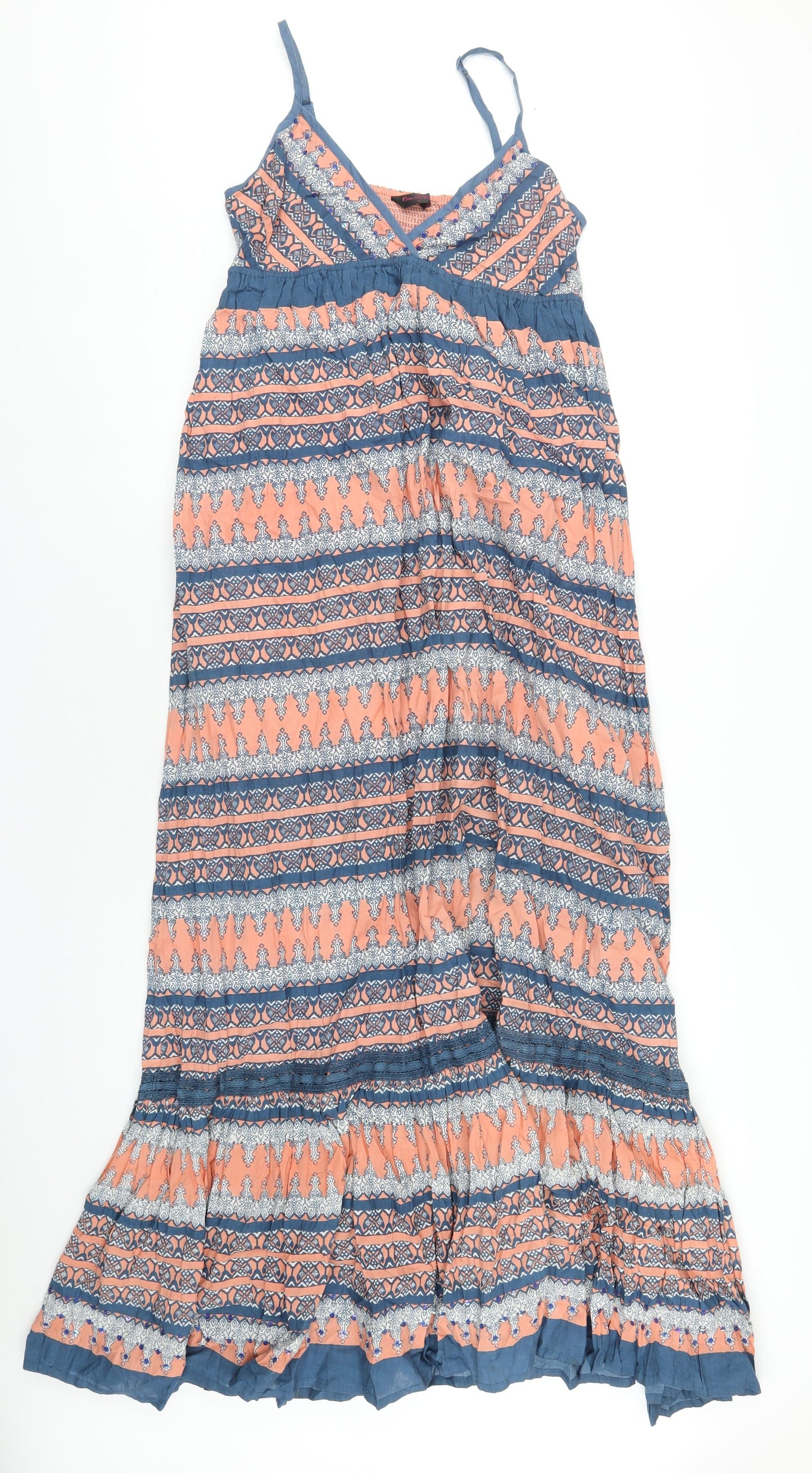 Miss Selfridge Womens Multicoloured Geometric Cotton Maxi Size 10 V-Neck Pullover