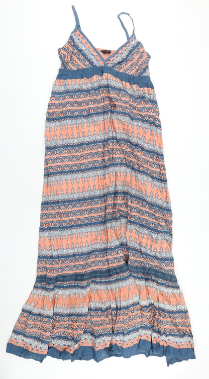 Miss Selfridge Womens Multicoloured Geometric Cotton Maxi Size 10 V-Neck Pullover