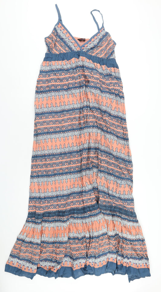 Miss Selfridge Womens Multicoloured Geometric Cotton Maxi Size 10 V-Neck Pullover