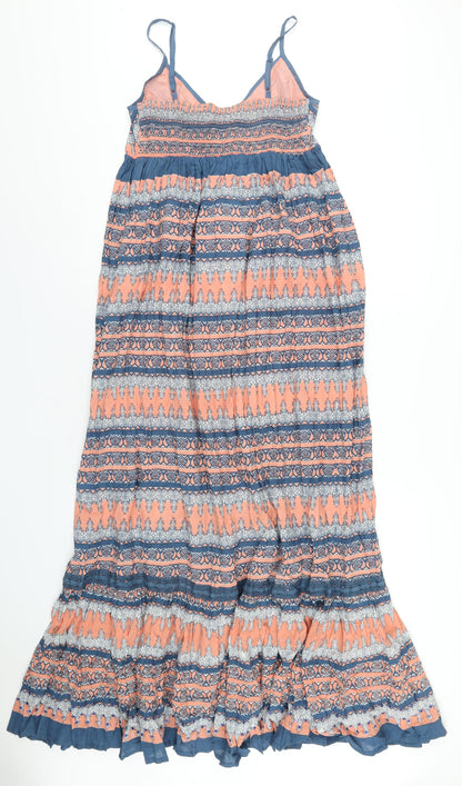 Miss Selfridge Womens Multicoloured Geometric Cotton Maxi Size 10 V-Neck Pullover