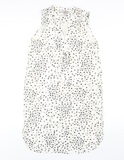 H&M Womens Ivory Geometric Polyester A-Line Size 6 V-Neck Pullover