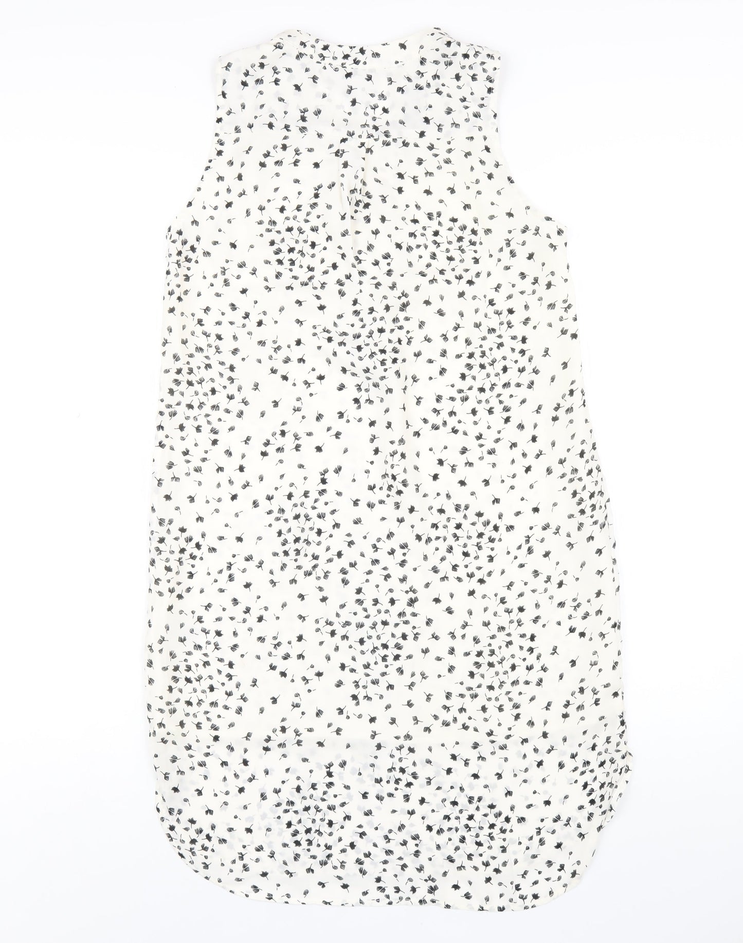 H&M Womens Ivory Geometric Polyester A-Line Size 6 V-Neck Pullover