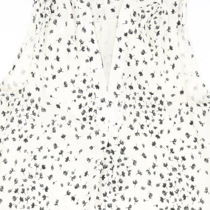 H&M Womens Ivory Geometric Polyester A-Line Size 6 V-Neck Pullover