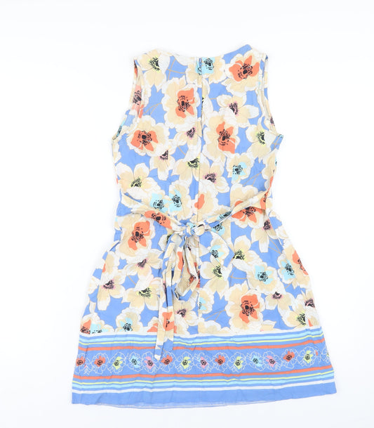 Dorothy Perkins Womens Multicoloured Geometric Cotton A-Line Size 10 V-Neck Zip