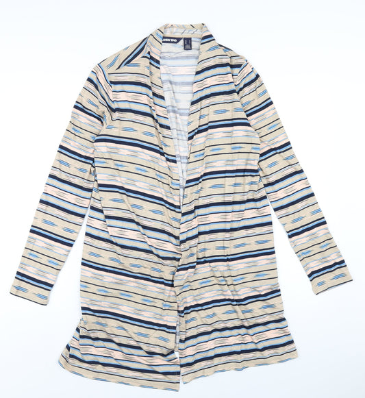 Lands' End Womens Multicoloured V-Neck Striped Viscose Cardigan Jumper Size M