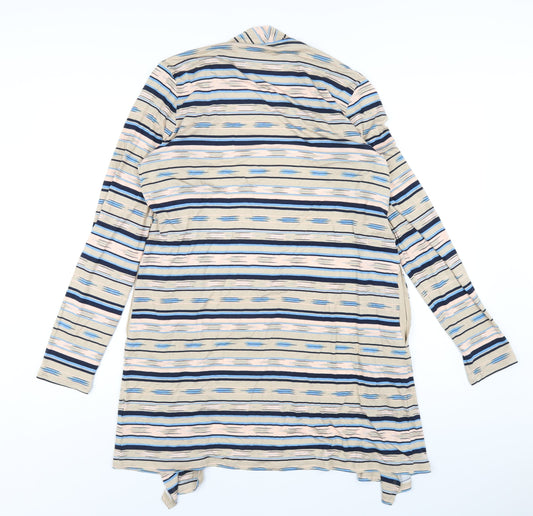 Lands' End Womens Multicoloured V-Neck Striped Viscose Cardigan Jumper Size M