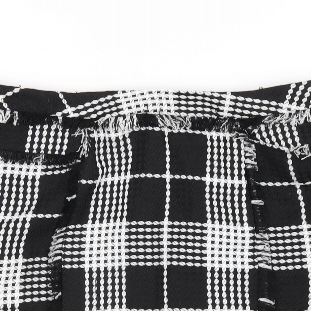Miss Selfridge Womens Black Plaid Polyester A-Line Skirt Size 12 Zip