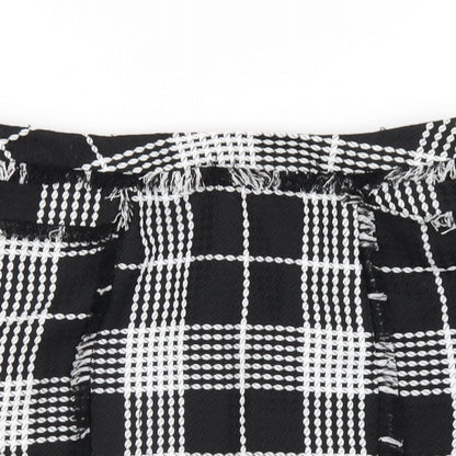 Miss Selfridge Womens Black Plaid Polyester A-Line Skirt Size 12 Zip
