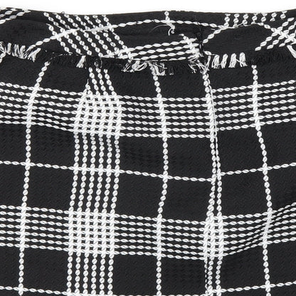 Miss Selfridge Womens Black Plaid Polyester A-Line Skirt Size 12 Zip