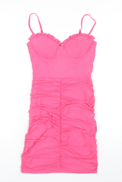 I SAW IT FIRST Womens Pink Polyester Bodycon Size 8 Sweetheart Zip