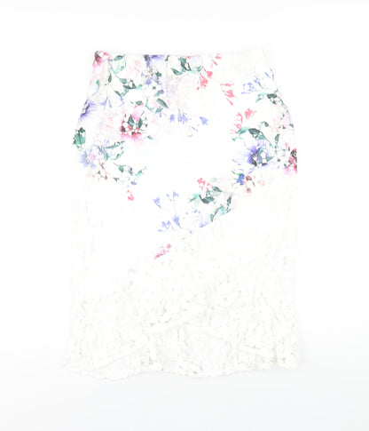 Lipsy Womens White Polyester Straight & Pencil Skirt Size 14