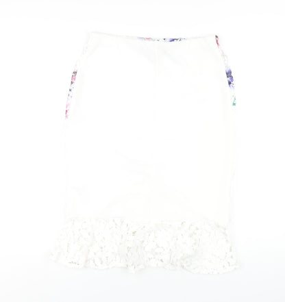 Lipsy Womens White Polyester Straight & Pencil Skirt Size 14