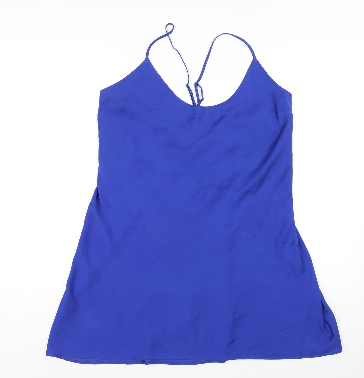 Marks and Spencer Womens Blue Polyester Slip Dress Size 10 V-Neck Pullover