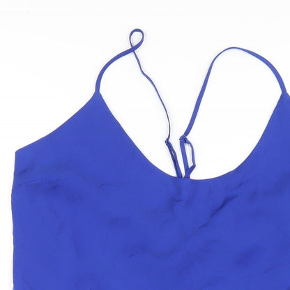Marks and Spencer Womens Blue Polyester Slip Dress Size 10 V-Neck Pullover