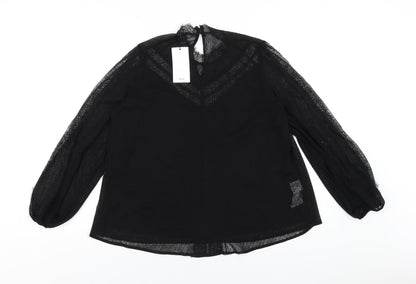 Womens UK Size S Mango Black Basic Blouse