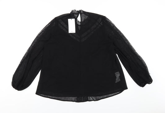 Womens UK Size S Mango Black Basic Blouse